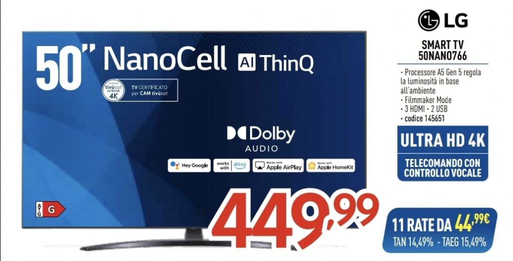 LG TV 50NANO766 50'' NANOCELL 4K
